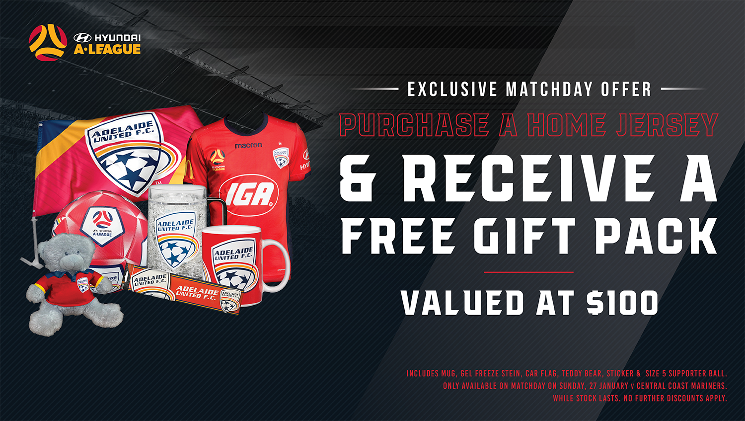Adelaide United match day merchandise offer