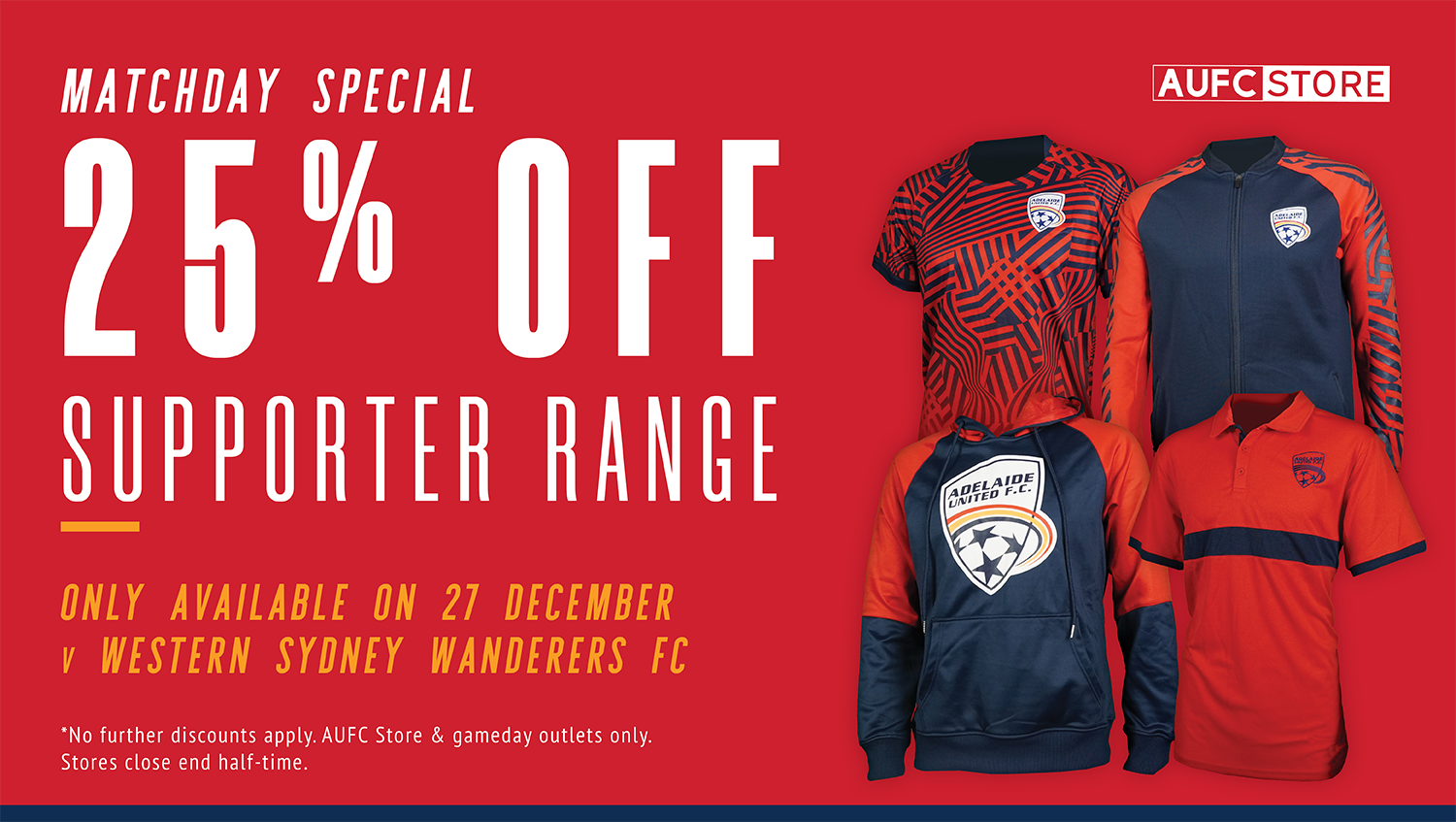 Adelaide United 25% Supporter Range - Game day only!