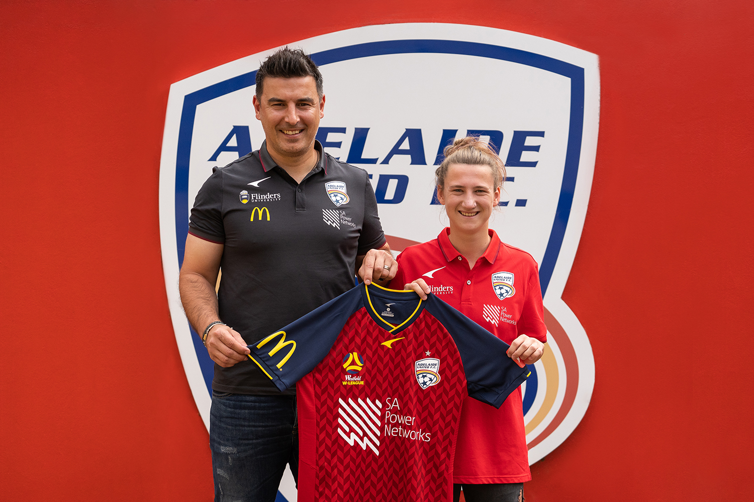 Meleri Mullan and Adelaide United Women's Director of Football Ivan Karlovic