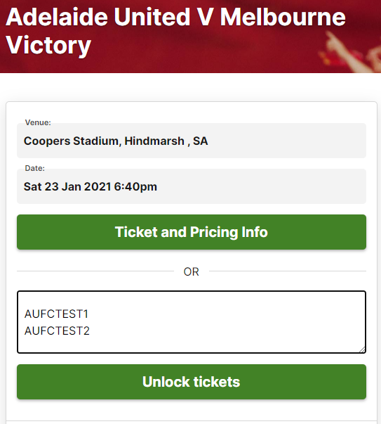 Adelaide United ticketing