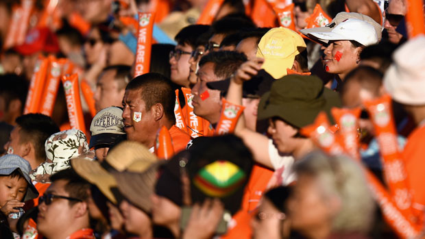The Shandong fans made plenty of noise at Coopers Stadium.