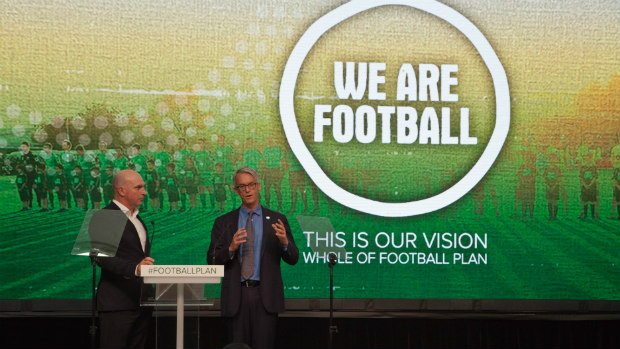 FFA CEO David Gallop speaking at the Whole of Football launch.
