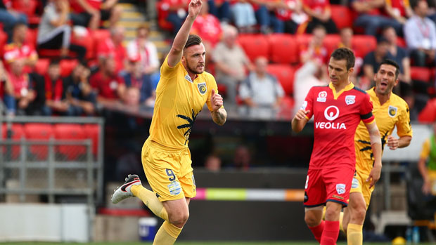 Roy O'Donovan netted a brace in the Mariners' loss to Adelaide United.