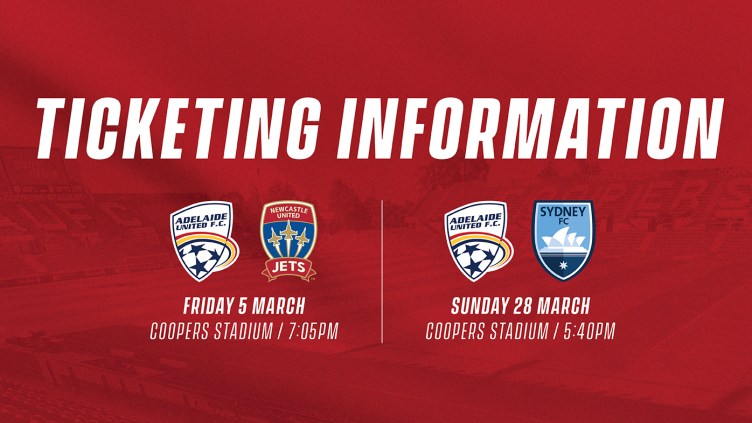 Adelaide United Matchweek 11 and 14 ticketing information