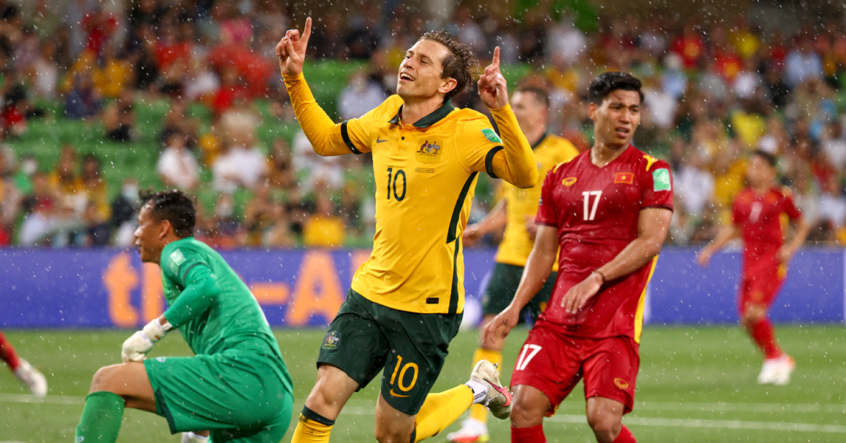 Goodwin overcome with emotion after first Socceroos goal - Adelaide United