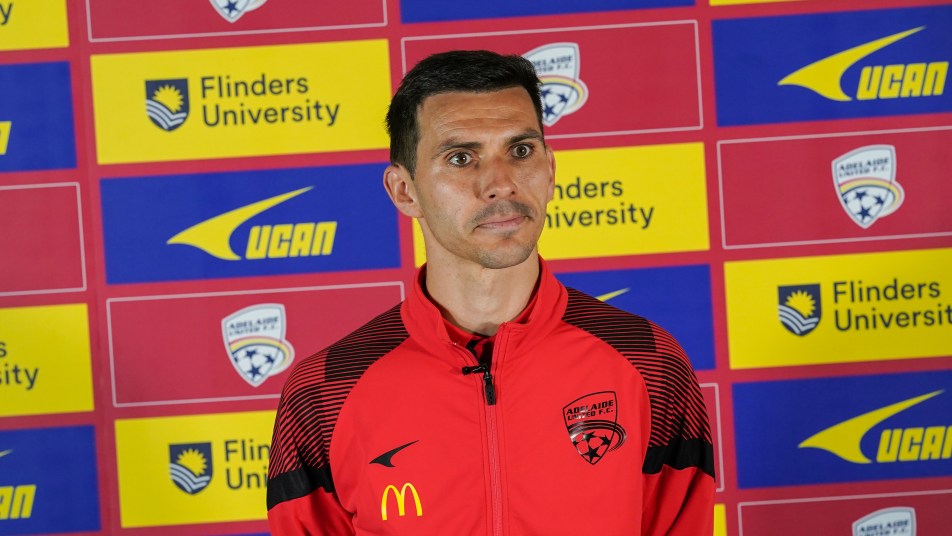 Isaías speaks to the media at Coopers Stadium.