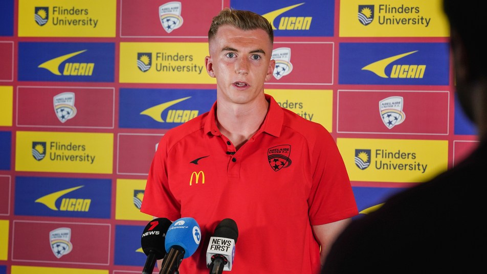 Joe Gauci speaking to media at Coopers Stadium.