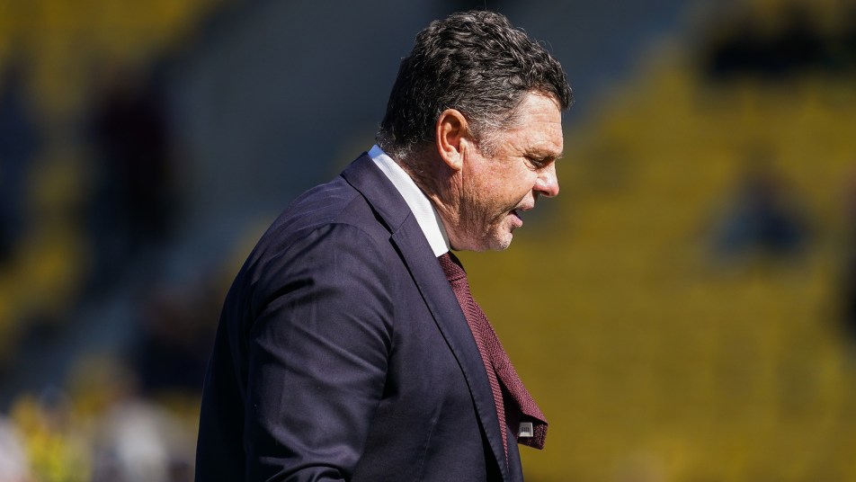 Carl Veart reacts to play against Wellington Phoenix,