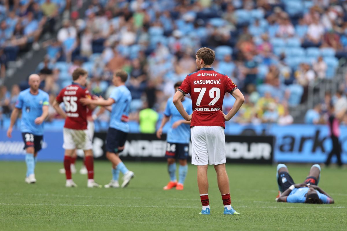 Feyzo Kasumovic of Adelaide United looks dejected after the match at Allianz Stadium.